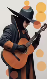a person dressed up as a cat and playing a guitar