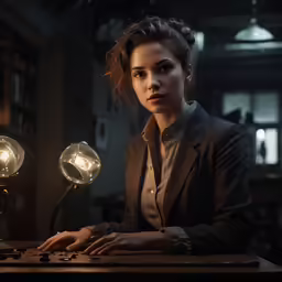 a woman at her desk using a keyboard