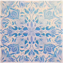 a blue and white abstract design is featured on a light background,the image is of blue and beige flower pattern