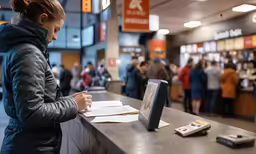 the woman is studying at the desk