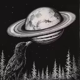 an artistic print featuring the planets in space