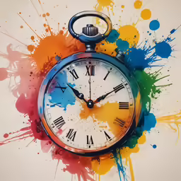 a wall clock is being decorated with bright paint