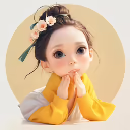 an animated photo of a woman with big eyes