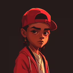 a cartoon character wearing a baseball cap,young black girl in red baseball cap