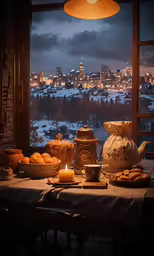 a table that is set with food on it