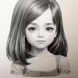 black and white photograph of a little girl with hair