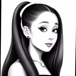 a drawing of a girl with long black hair
