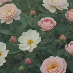 a lot of pink and white flowers that are blooming
