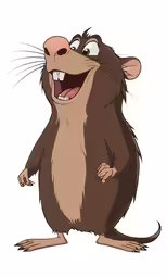 the animated rat is smiling and giving the middle finger up