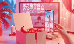 a person holding an iphone with a box full of candy next to the image