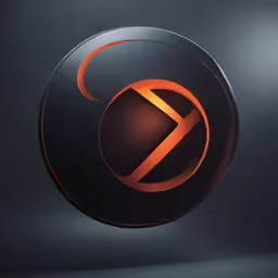 a black circle with an orange symbol