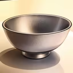 a bowl sits on the table beside the mirror