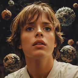 a young woman looking into the distance