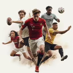a group of men are playing soccer against each other