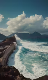 a photo taken of a cliff and the ocean