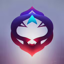 some pink purple blue and red shapes that are not in focus,a stylized logo for a new gaming console