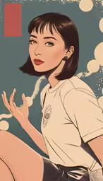 an artistic art work of a woman wearing a white shirt