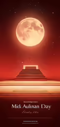 an illustration of a stairway and a big moon