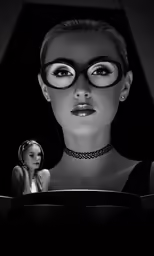 an artistic black and white photo of a woman wearing sunglasses