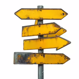 a close up of many different yellow and black arrows