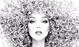a woman with long curly hair wearing a choke