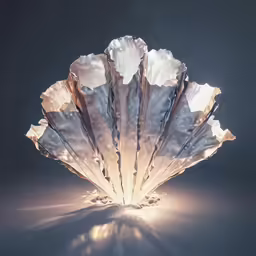 an unusual, shaped glass sculpture on a gray background