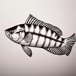 a fish with large black and white stripes on its body
