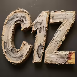 large number 47 carved with pieces of wood