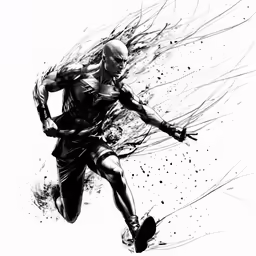 an ink drawing of a basketball player jumping