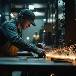 a man using a grinder on some metal