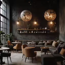 a very big nice looking room with a bunch of pretty lights