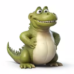 a toy alligator in 3d with big eyes and a toothy smile