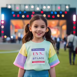 a small girl smiling at the camera