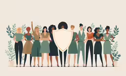women standing in a row with arms around each other
