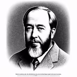 a black and white photo of a man with a beard