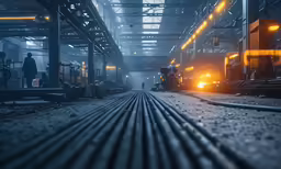 industrial interior with a yellow light in the middle