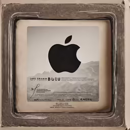 the back of an apple advertisement with black and white images