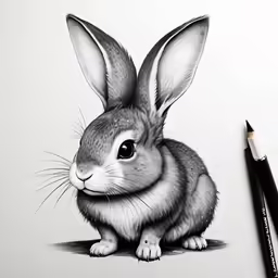 a drawing of a bunny rabbit sitting on the ground