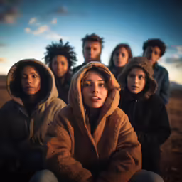 a group of teenagers from the middle ages all huddled together