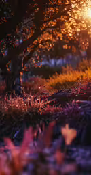 the sun shines through the trees outside the forest
