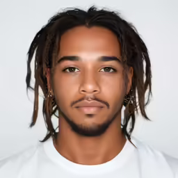 the man with dreads is wearing a white shirt