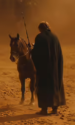 an image of a man riding on the back of a horse