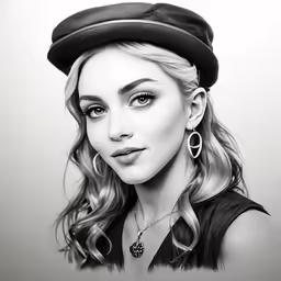 a woman with long blonde hair wearing a hat