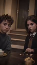 there is a young woman and a younger boy
