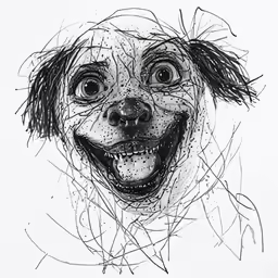 a drawing of a dog with big eyes