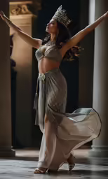 a woman dressed in a belly dancer style costume