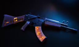 a gun laying on a black surface