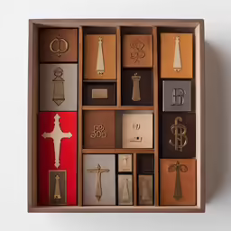 a box filled with various types of decorative items