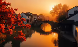 an image of the sunrise over a river