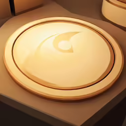 an illuminated plate sitting on top of a counter